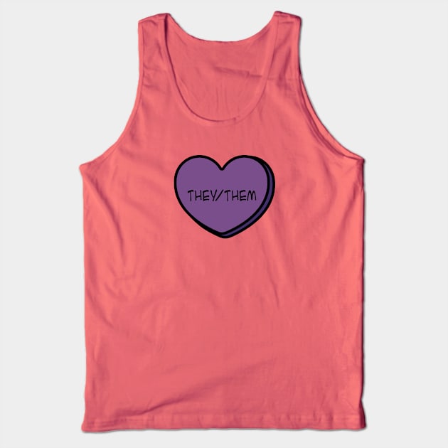 Pronoun They/Them Conversation Heart in Purple Tank Top by Art Additive